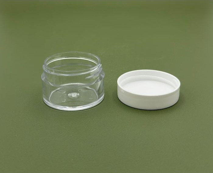 1/2OZ CLEAR JAR WITH WHITE CAP